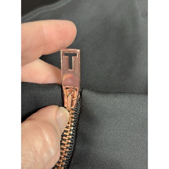 Ted Baker Column Dress Black Bright Flowers Size 2 4 High Neck Lined Maxi Sheath - Picture 12 of 13